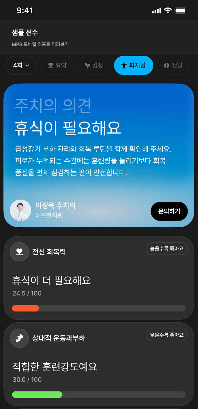 부상을 관리하면, 더 오래 멀리 갑니다. 모바일 리포트 1
